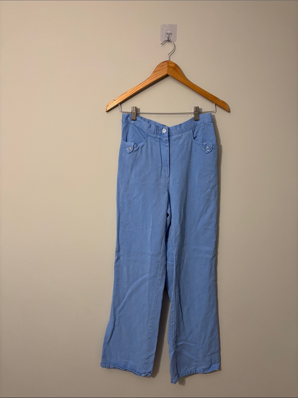 fresh Light Blue Wide-Leg Women's Pants
